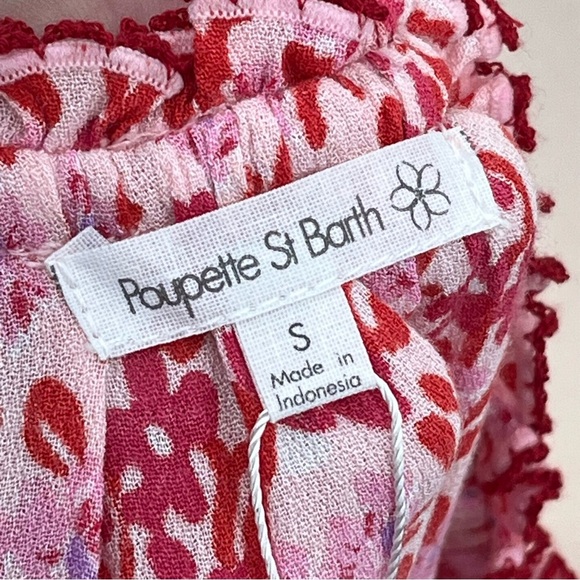NWT Poupette St Barth S Elsa dress pink 0377 floral ruffle layered short tassel - Picture 11 of 15
